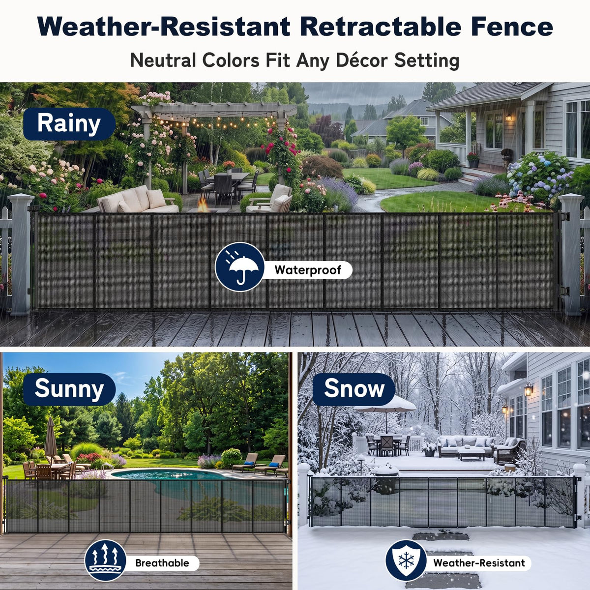 240" Extra-Wide Retractable Indoor/Outdoor Mesh Pet & Child Safety Gate with One-Hand Safety Lock for Wide Openings, Patios & Stairways