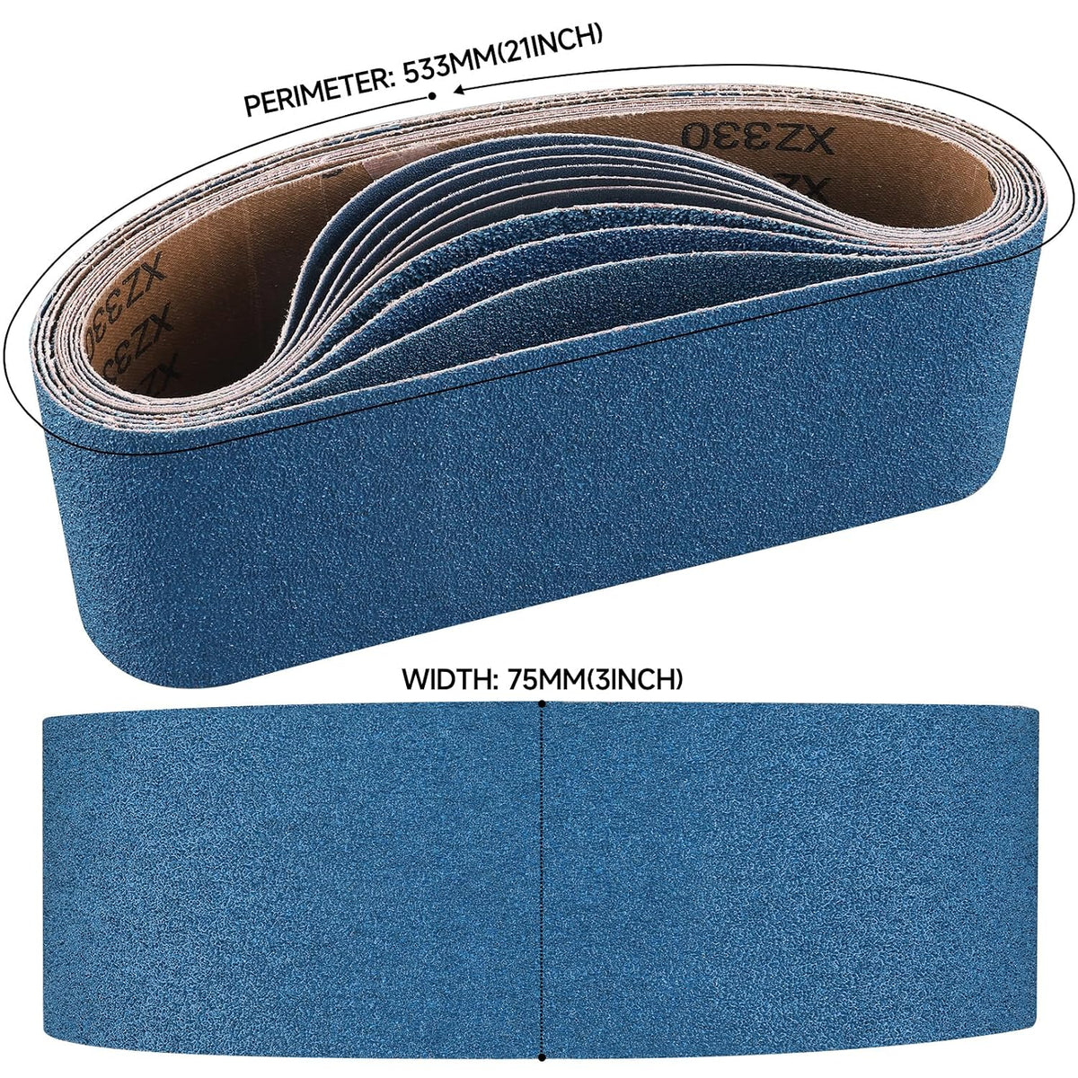 10-Piece Premium 3 x 21 Inch Zirconia Sanding Belts 40-400 Grit
