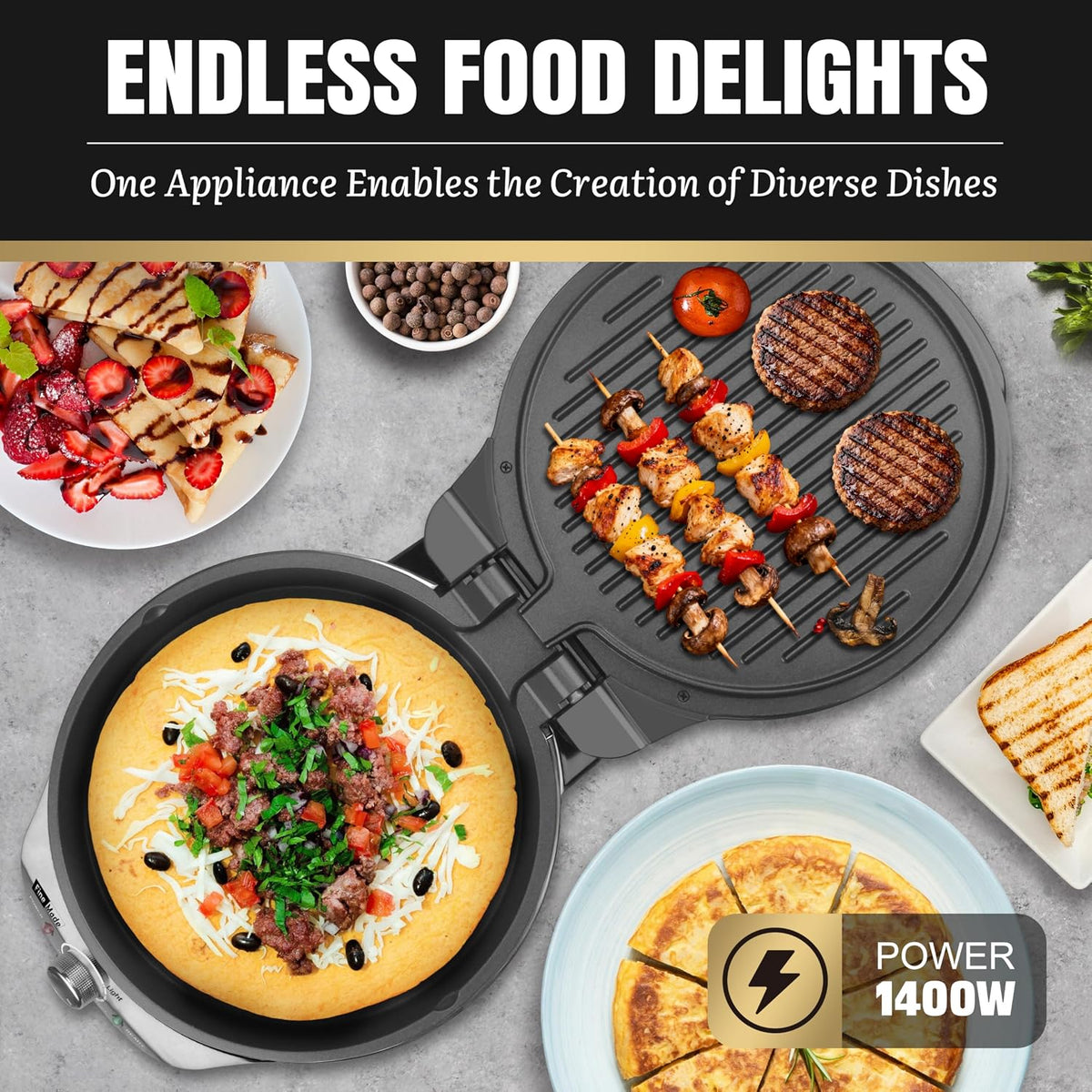 Electric Griddle Nonstick, Multi-Funtional Quesadilla Maker 10 Inch, Electric Grill Indoor, Pancake Griddle & Pan