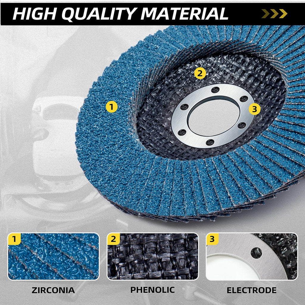 5 Pack Zirconia Flap Discs 4 1/2” 60 Grit Flap Discs for Angle Grinder T29 Grinding Wheels for Metal,Wood,Stainless Steel Grinding and Stock Removal