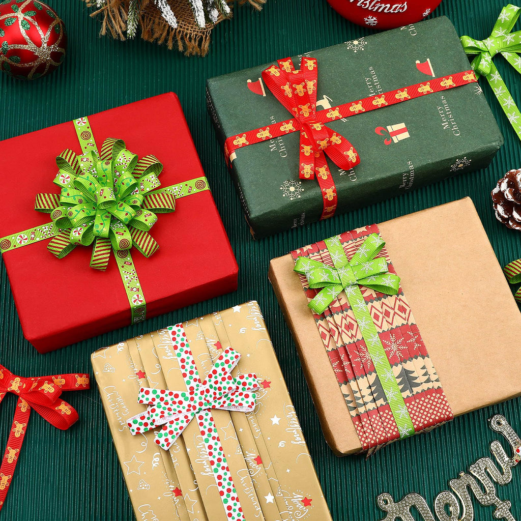 6 Rolls 60 Yards Christmas Ribbon, Holiday Gift Wrapping Ribbons