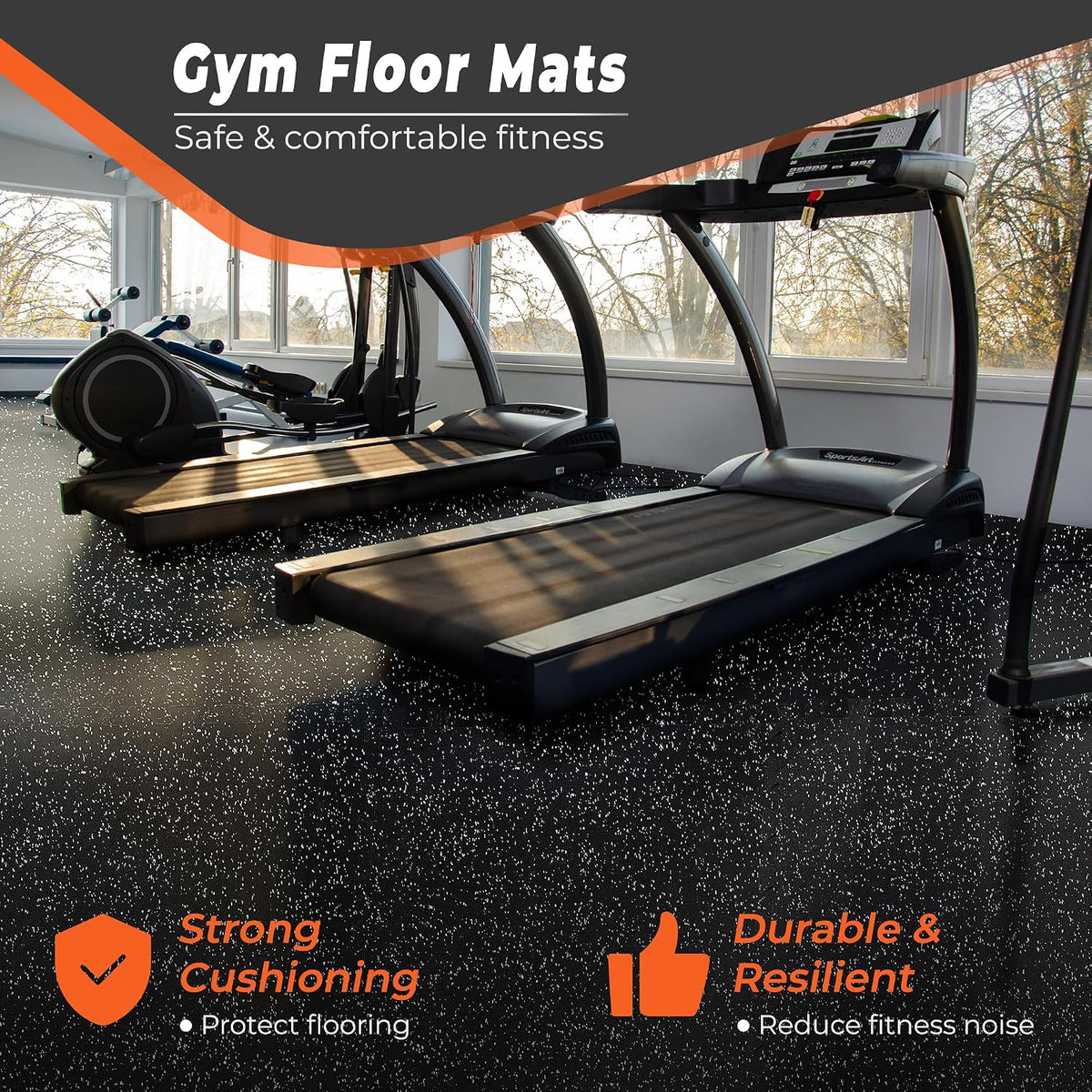 0.4'' Thick 24 Pcs 96 Sq Ft Rubber Top Exercise Equipment Mats, High Density EVA Foam Mats with Rubber Top