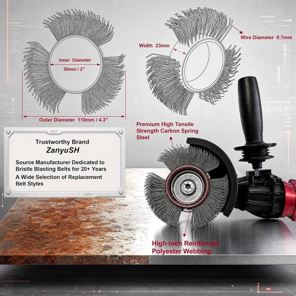 Abrasive Wire Wheel Belt/Bristle Blasting Wheels for Surface Blaster, 1PCS
