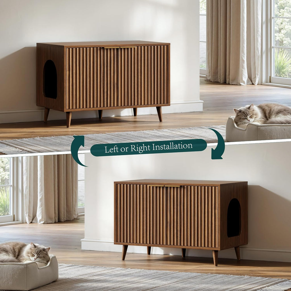 31.5" Cat Litter Box Enclosure Furniture with Legs, Walnut