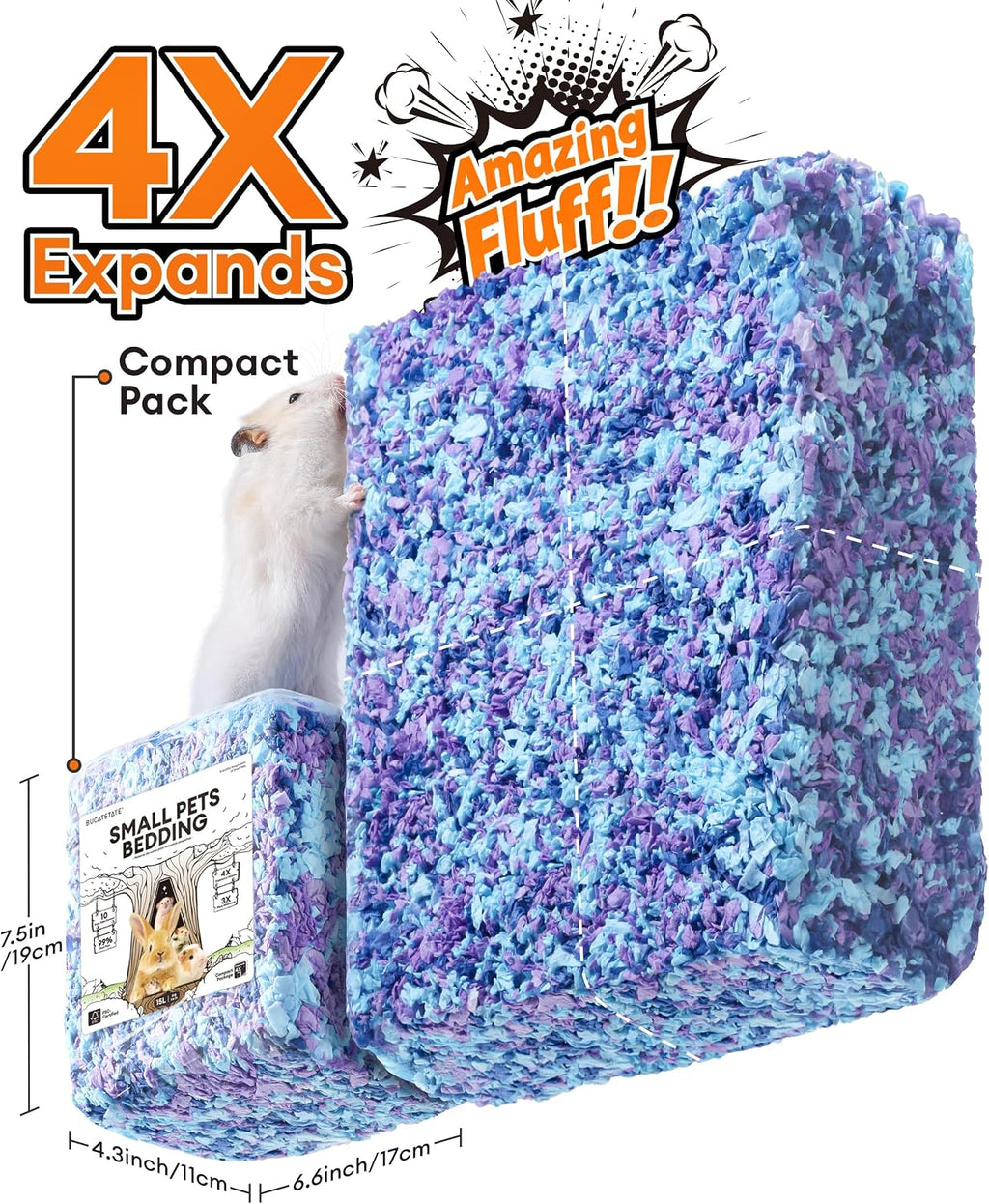 Hamster Bedding 15L, 99% Dust-Free Paper Bedding,Twilight Blue