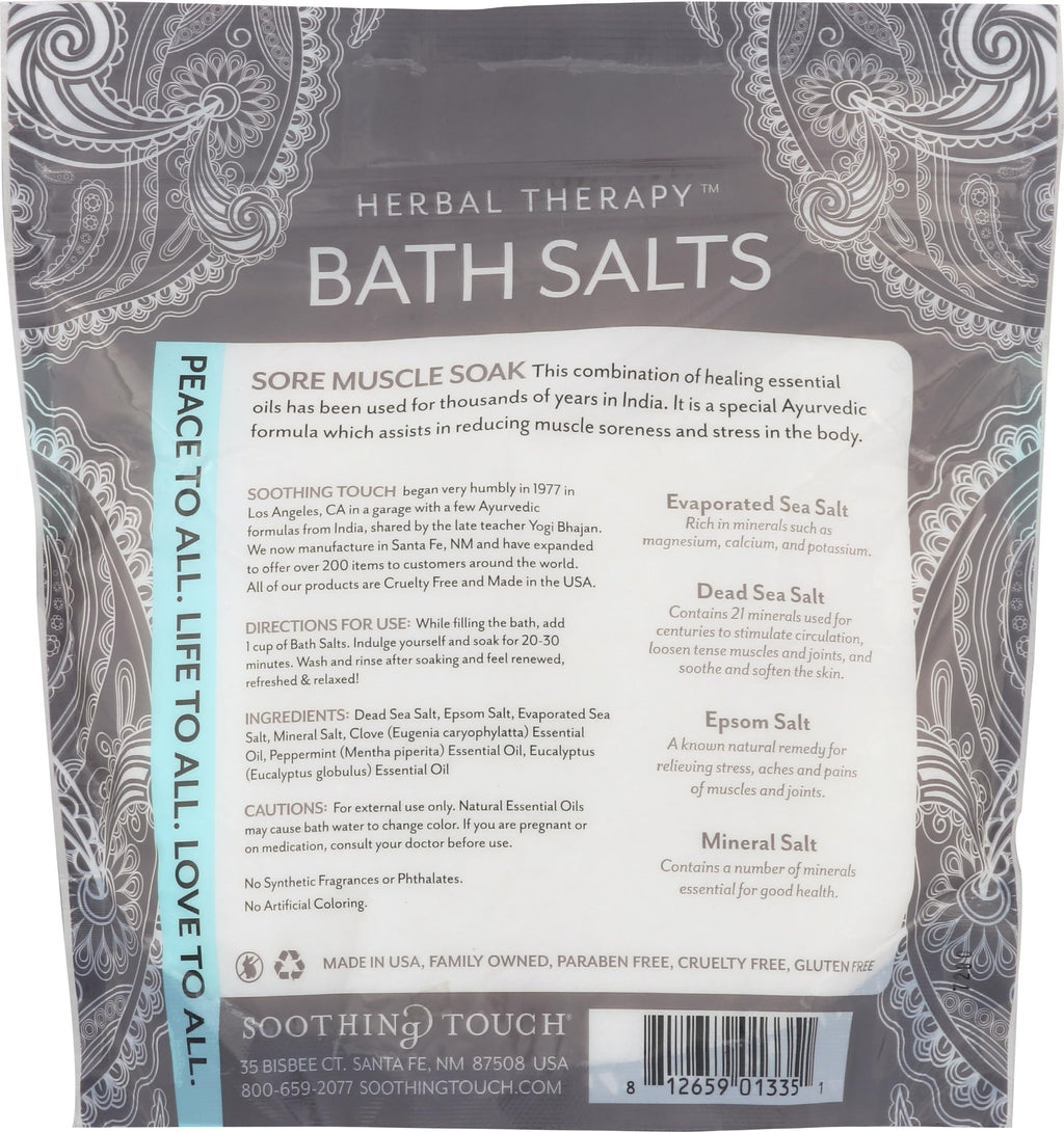 Tension Relief Sore Muscle Soak Bath Salts Eucalyptus Clove & Peppermint, 32 Oz