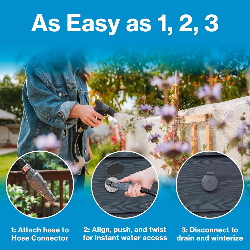 House Hydrant V1+ Frost Free Outdoor Faucet, Anti Siphon Valve with Quick Connect, Frost Proof Flush Wall Hose Bib