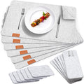 6 Placemats, 6 Coasters & 6 Cutlery Bags, Light Gray Felt Table Mats