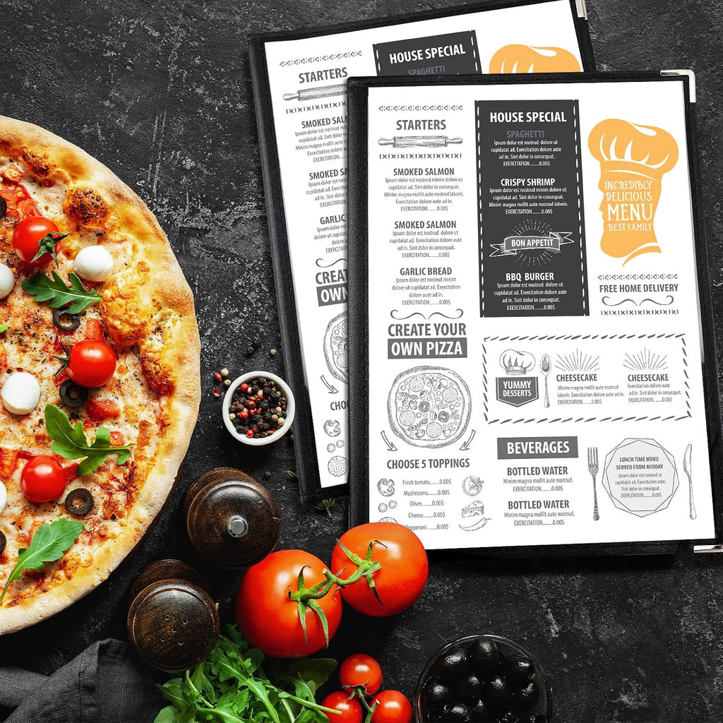 20 Pcs 8.5 x 11 Inch Menu Covers 4 Page 8 View Transparent Restaurant Covers Book Fits A4 Size Paper, Bar Cafe Clear