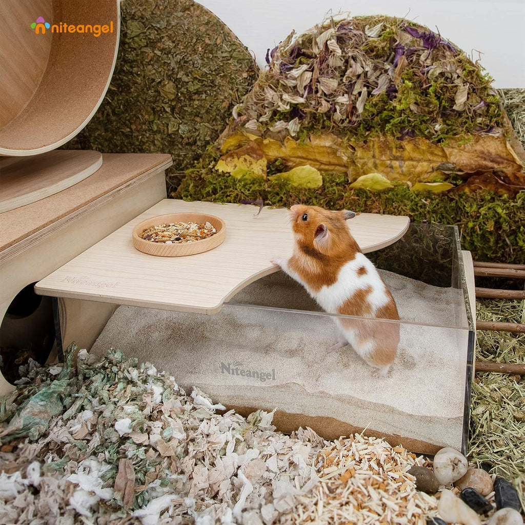 Animal Sand-Bath Box: - Acrylic Critter's Sand Bath Shower Room & Digging Sand Container for Hamsters Mice Lemming