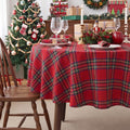 Round Christmas Tablecloth 60 Inch, Farmhouse Buffalo Plaid