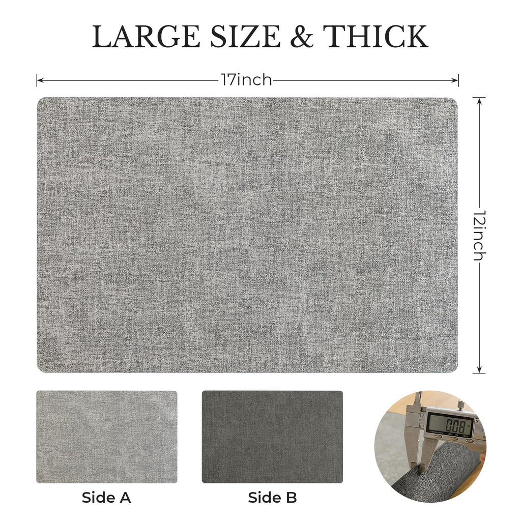 Placemats Set of 6, Reversible Faux Leather Wipeable Table Mats