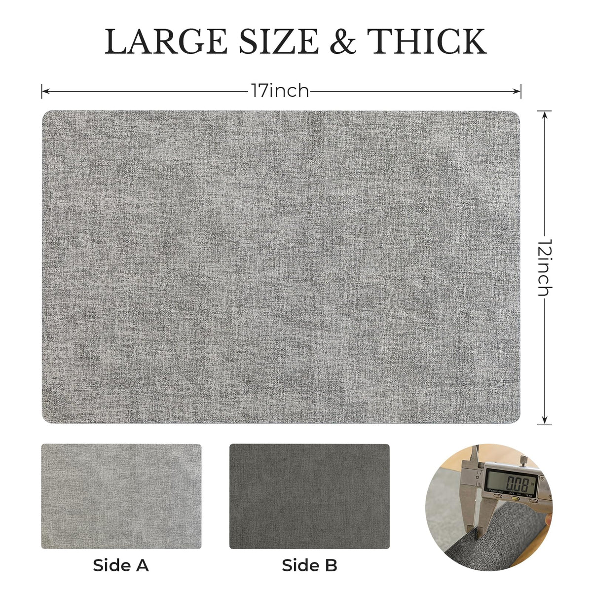 Placemats Set of 6, Reversible Faux Leather Wipeable Table Mats