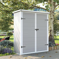 51 Cu.ft Resin Outdoor Storage Shed with Floor, Weatherproof Vertical Plastic Tool Shed for