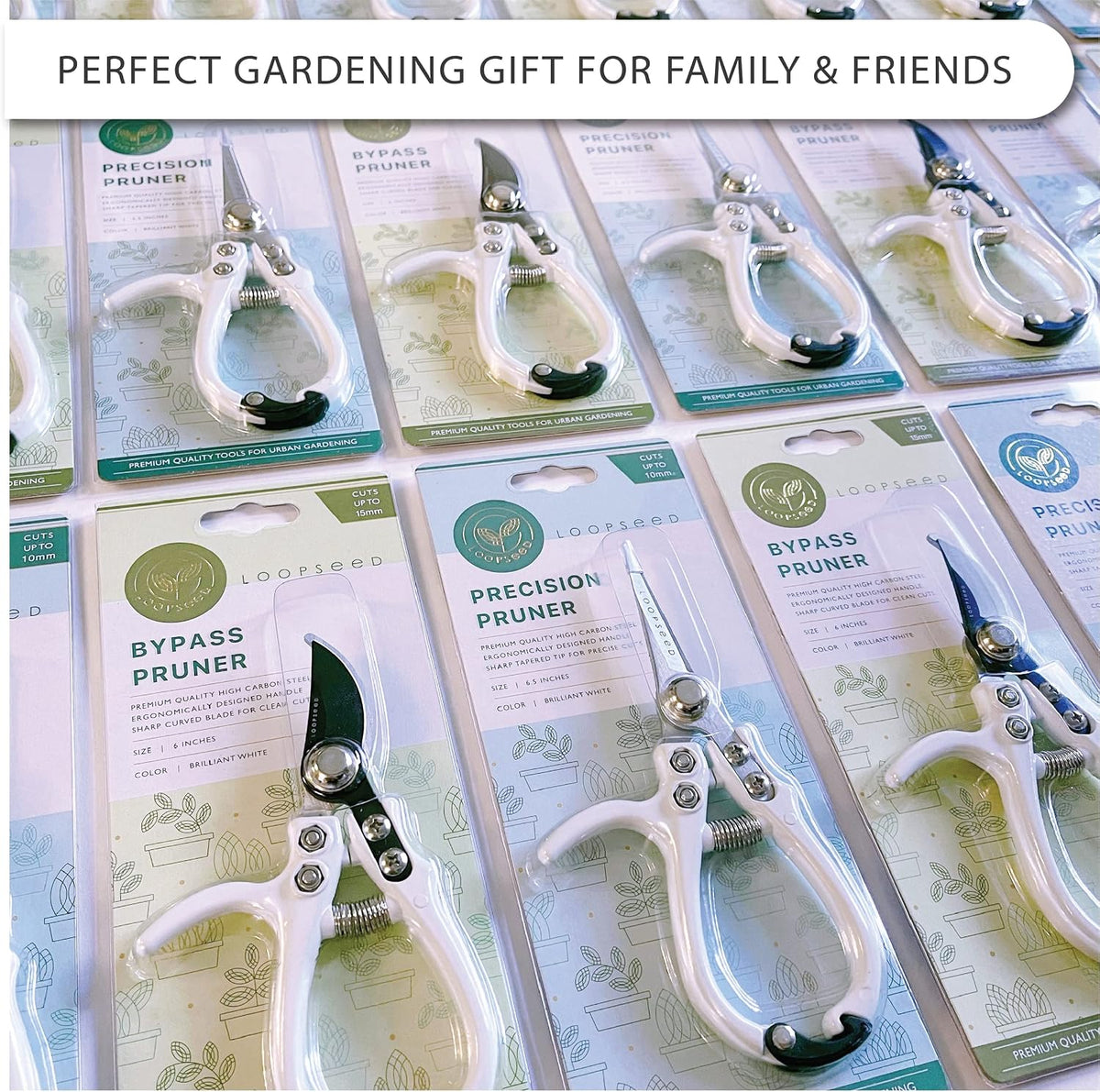Precision Plant Pruning Shears - Straight Blade, White | Ergonomic garden trimming scissors with sharp tapered tip
