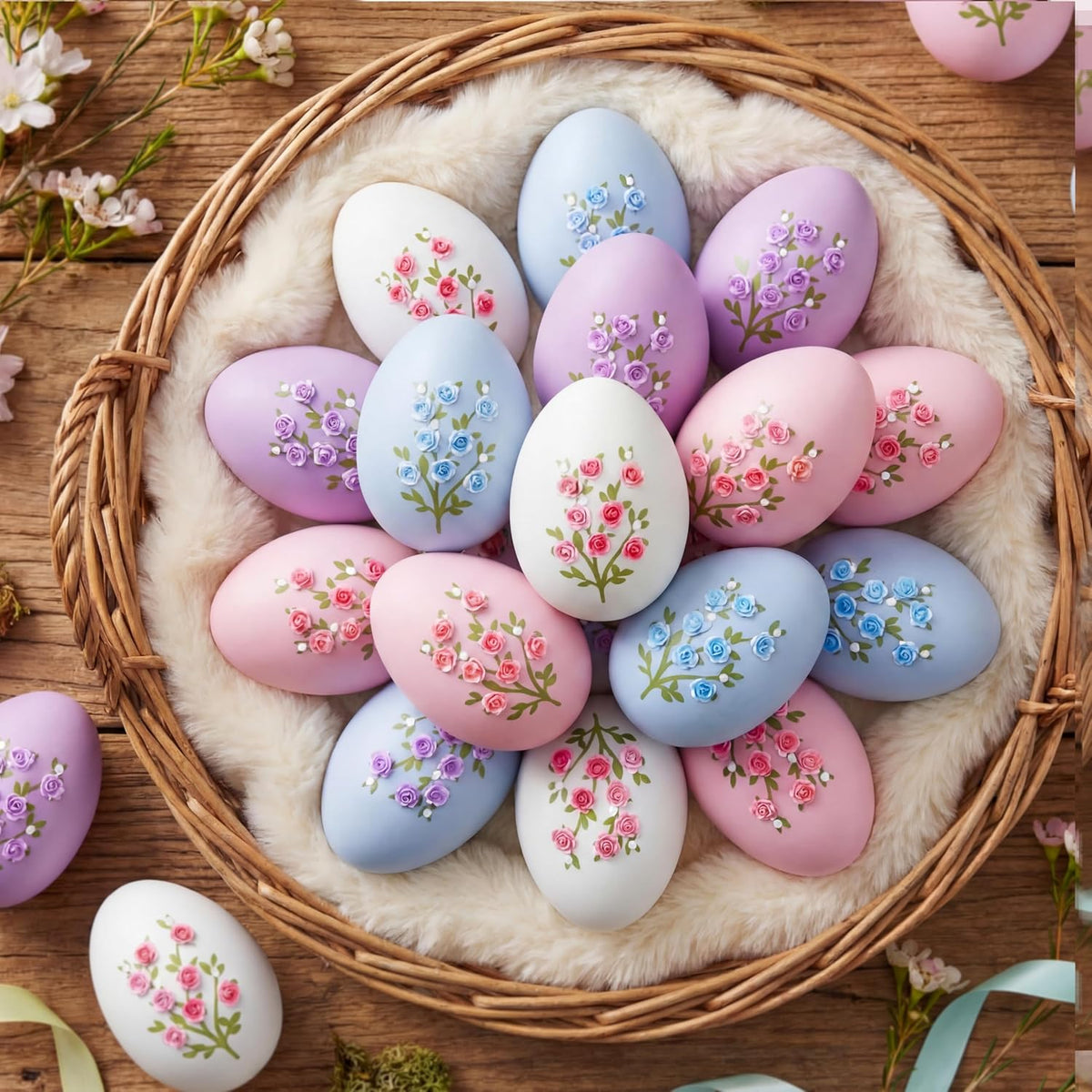 16 Pcs Pastel Easter Eggs Decorations Floral Easter Vase Fillers Plastic Floral Eggs Bowl Vase Fillers Decor Colors
