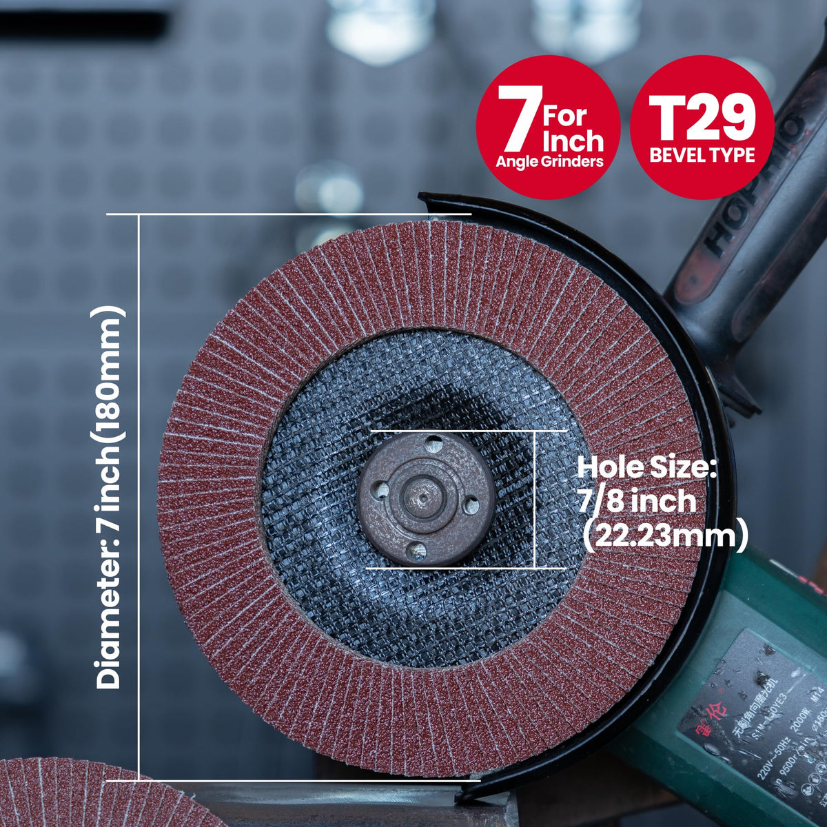 UPWOOD 40 Grit 7" x 7/8" Aluminum Oxide Type 29 Flap Discs for 7 inch Angle Grinder, Metal Grinding & Sanding, Finishing & Stock Removal - 10 Pack
