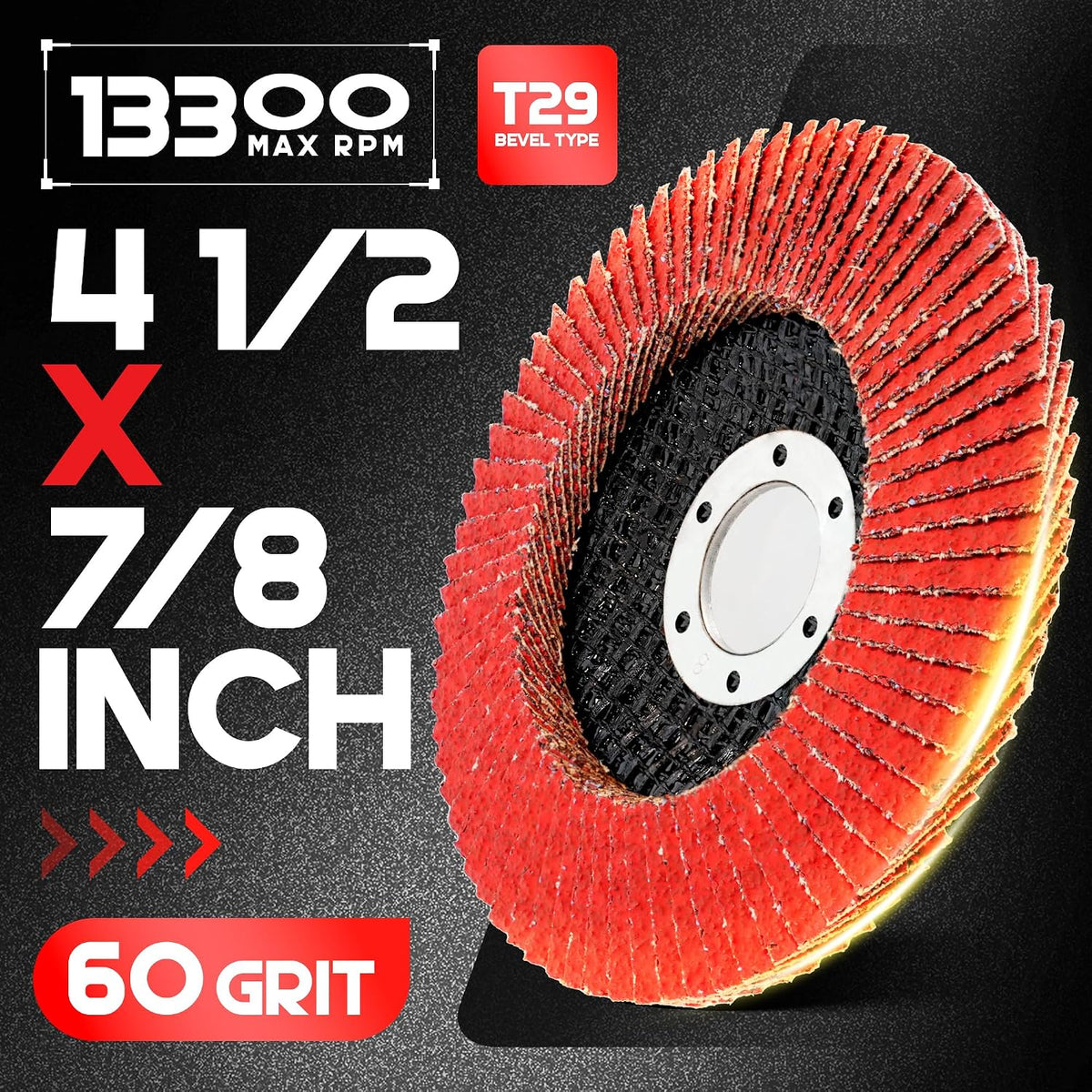 EZARC Ceramic Flap Discs 60 Grit, 4-1/2 x 7/8-Inch, Type 29, 10-Pack