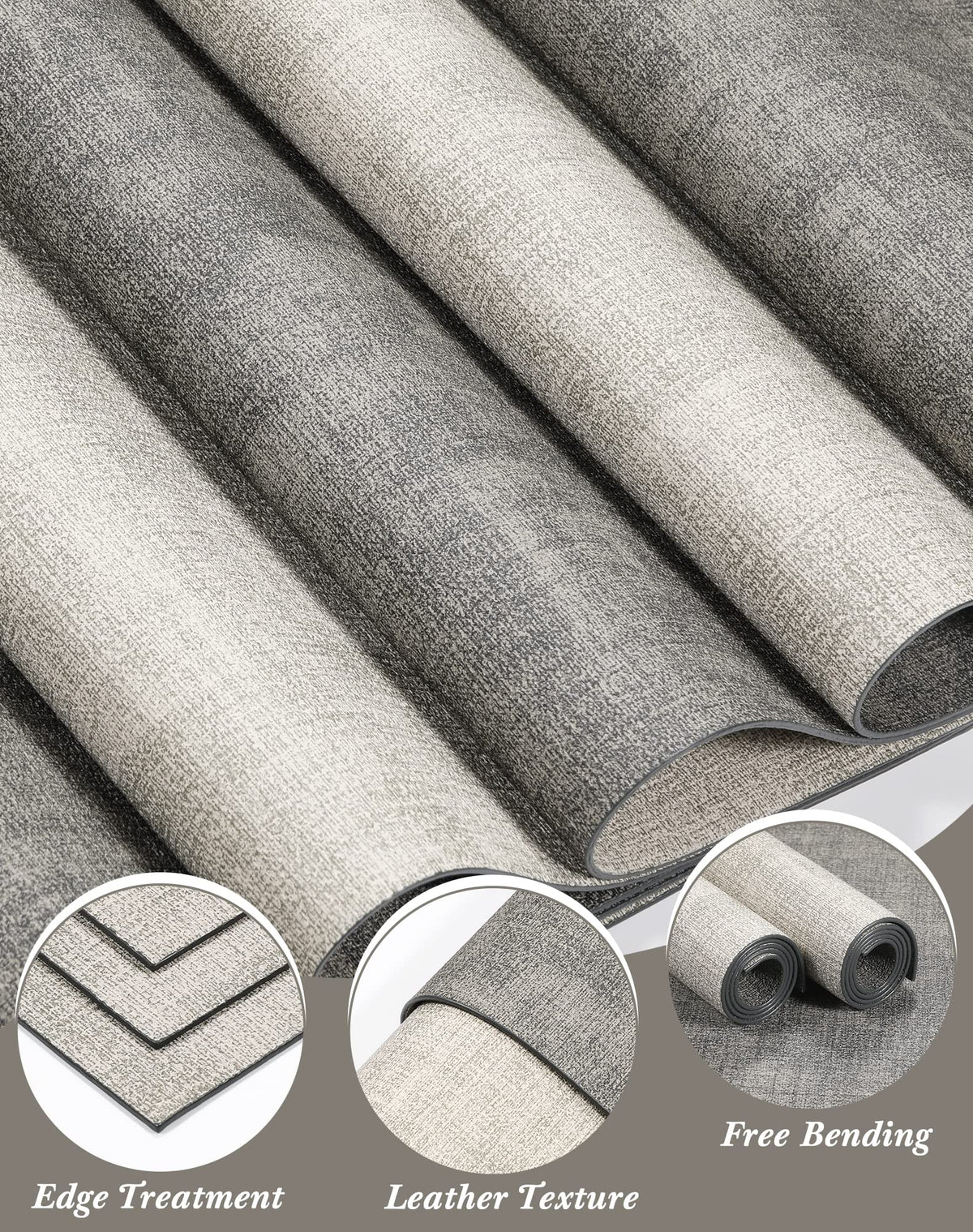Leather Placemats Table Mats Set of 6, Light Grey & Smoky Grey