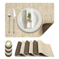 Placemats Set of 6 Wipeable Reversible Faux Leather with Coasters