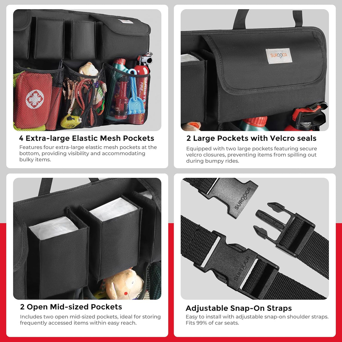 Car Trunk Organizer, LARGE CAPACITY Car Storage Bag with 8 Pockets, 7X Upgraded Trunk Storage Organizer for Car, SUV