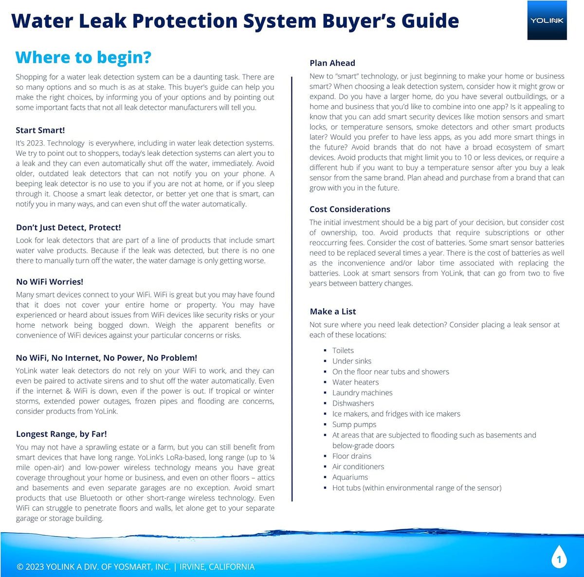 Water Leak Sensor 3-Pack, LoRa Up to 1/4 Mile Open-Air Range Smart Water Leak & Flood Detector, SMS/Text, Email &