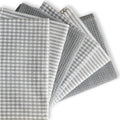 Cotton Dish Towels For Kitchen Drying - Highly Absorbent Light Gray Striped Gingham Plaid Tea Towels - 18"X28" Set Of