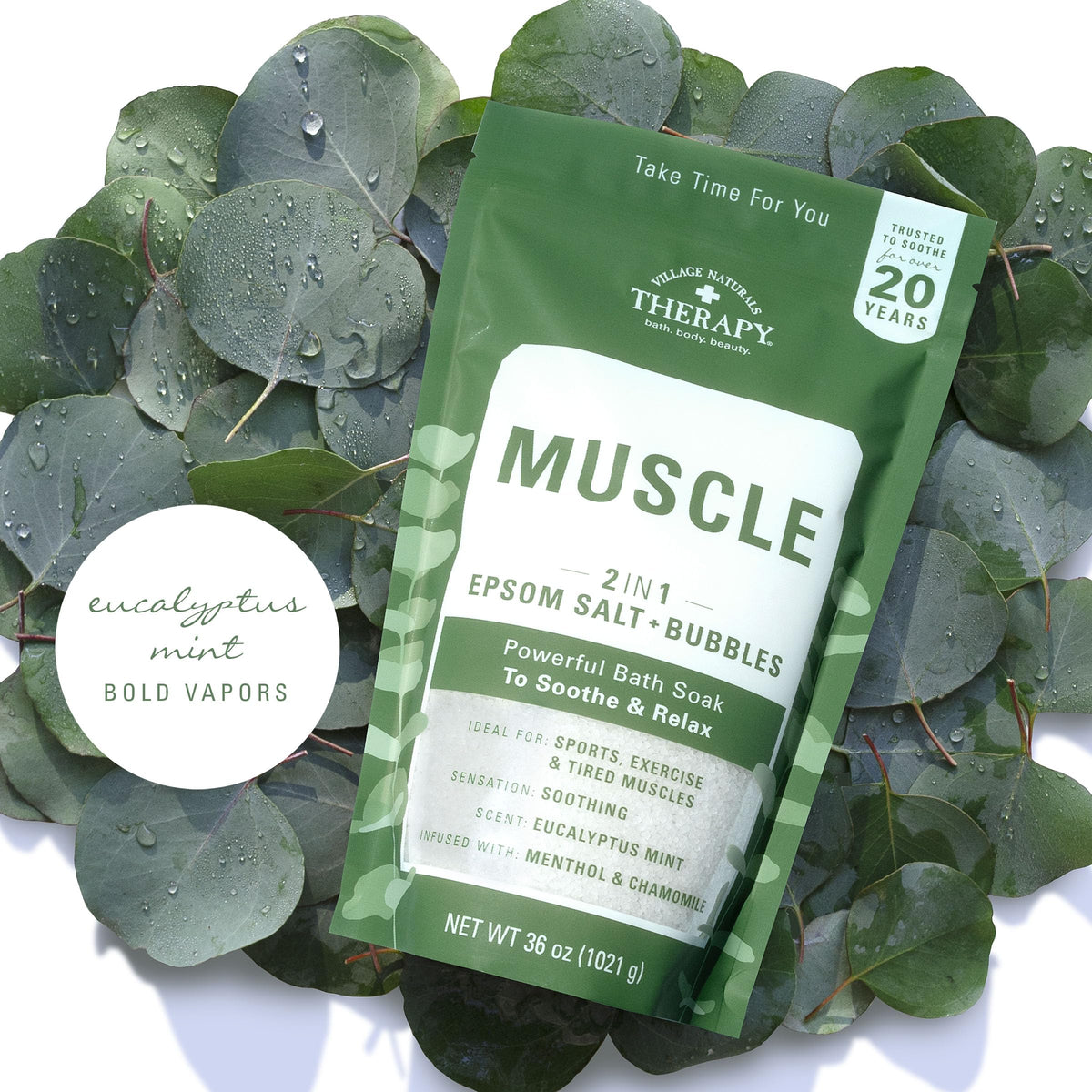 Muscle Foaming Epsom Soak, Eucalyptus Mint Scent, 36 oz, Pack of 2