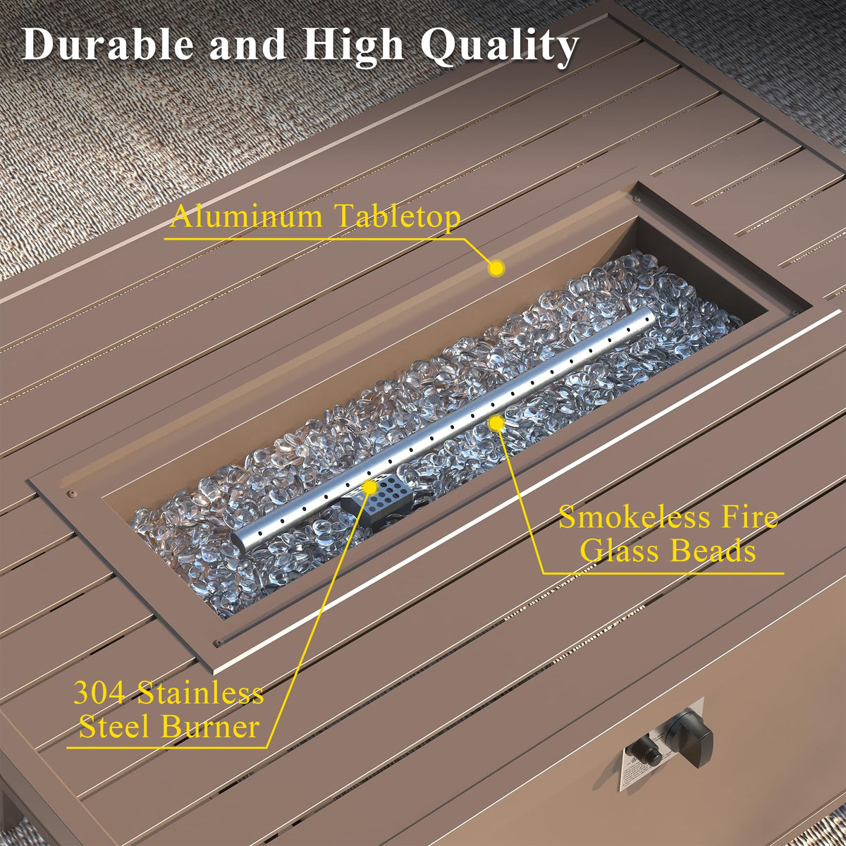 43" Aluminum Propane Fire Pit Table with Wind Guard & Lid