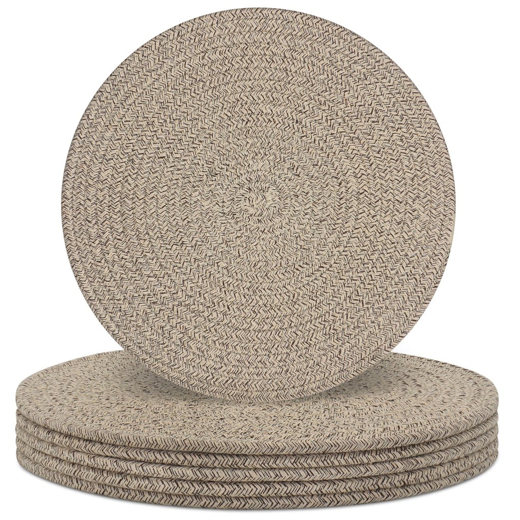 Round Placemats Set of 6, Cotton Rope Woven Table Mats, Hot Pads for Kitchen, Non Slip Heat Resistant Place Mats, 13