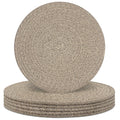 Round Placemats Set of 6, Cotton Rope Woven Table Mats, Hot Pads for Kitchen, Non Slip Heat Resistant Place Mats, 13