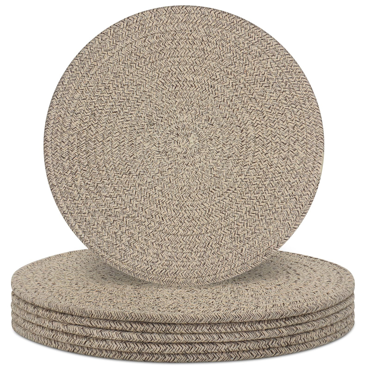 Round Placemats Set of 6, Cotton Rope Woven Table Mats, Hot Pads for Kitchen, Non Slip Heat Resistant Place Mats, 13