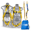 Safety Harness w/Detachable 6 ft Lanyard I Single Leg Lanyard w/Internal Shock Absorbing & Snap Hook I OSHA/ANSI Fall
