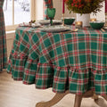 Christmas Ruffle Plaid Round Tablecloth, Green, 70" x 70"