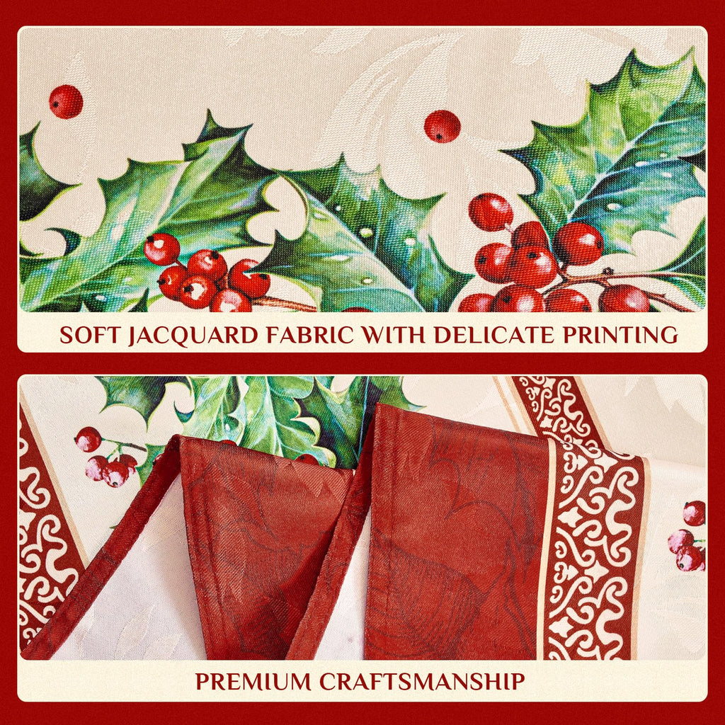 Christmas Jacquard Round Tablecloth, 70 Inch