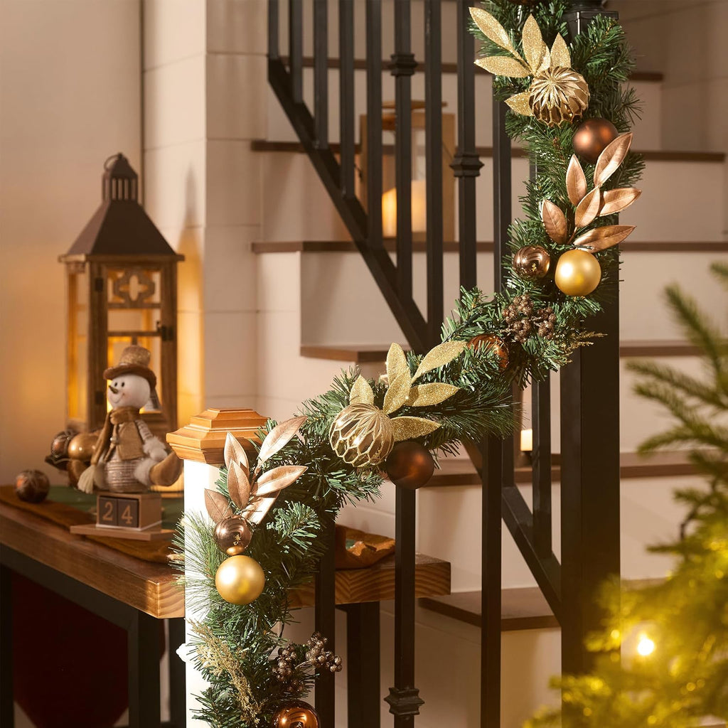 9 Ft Pre-Lit Christmas Garland with Lights for Mantle