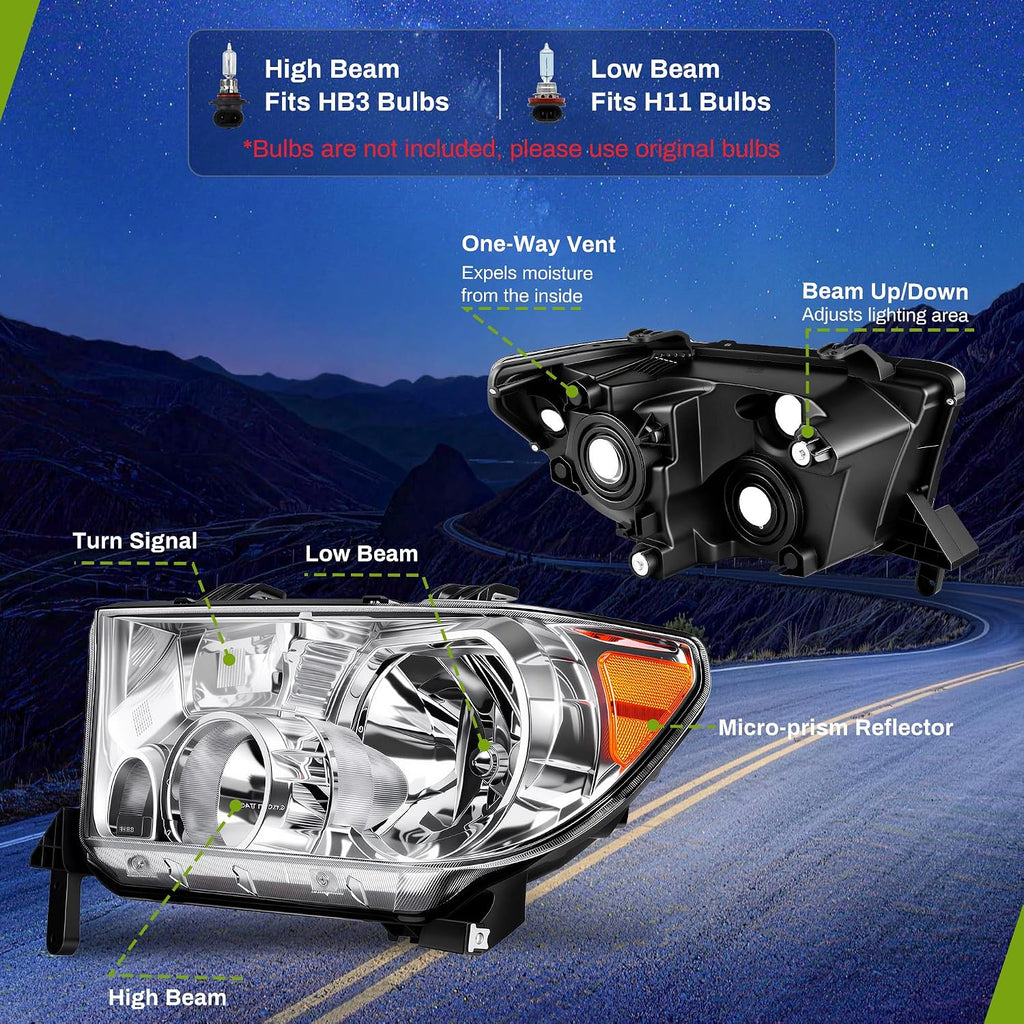 AUTOSAVER88 Headlight Assembly Compatible with 2007-2013 Toyota Tundra