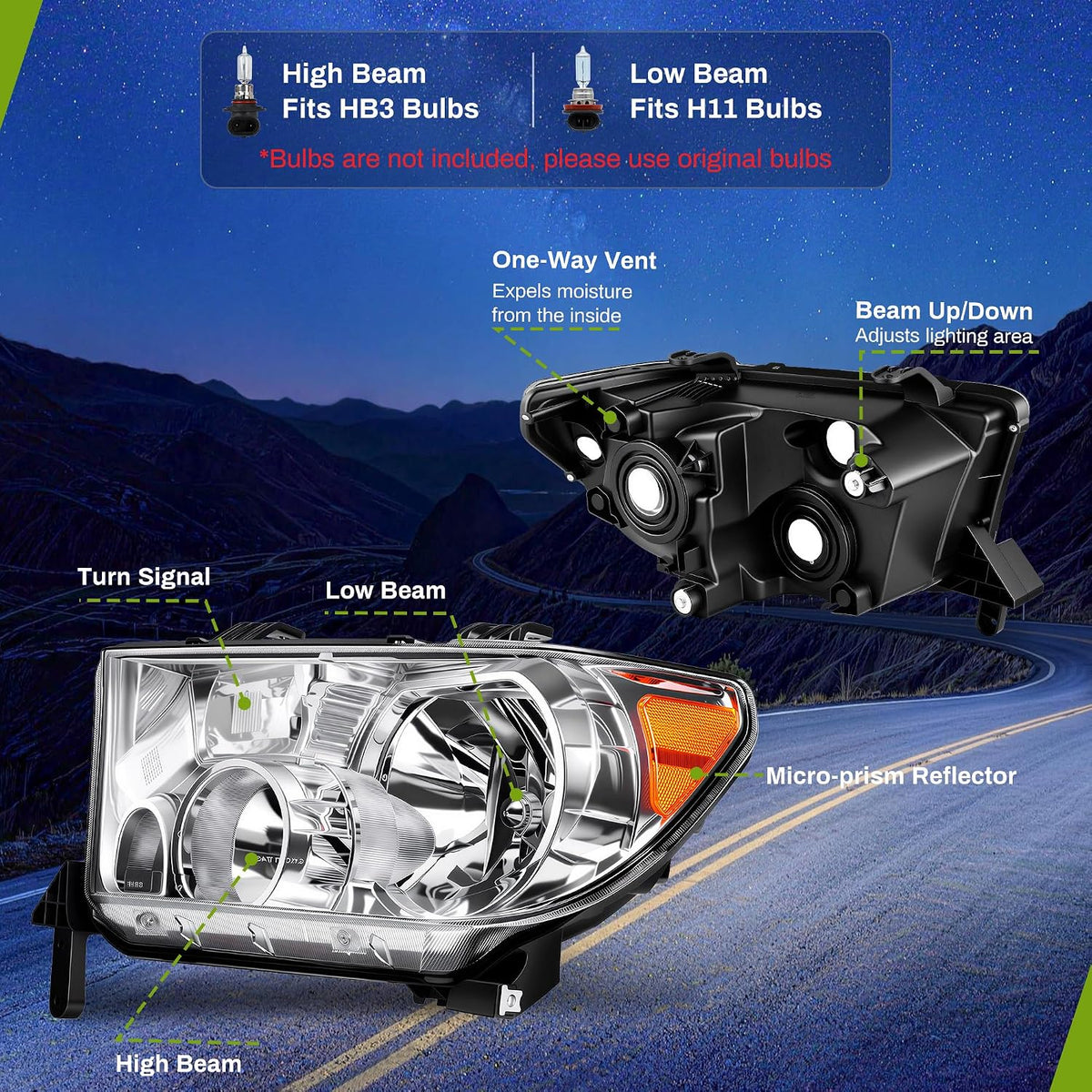 AUTOSAVER88 Headlight Assembly Compatible with 2007-2013 Toyota Tundra