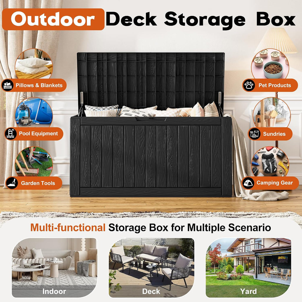 Oudoor Storage Deck Boxes Waterproof, Waterproof and UV Resistant Outdoor Storage Box Lockable Lid for Delivery Box