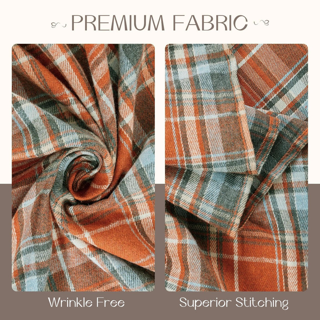 Thanksgiving Plaid Ruffled Tablecloth Rectangle 60x120 Inch Rust