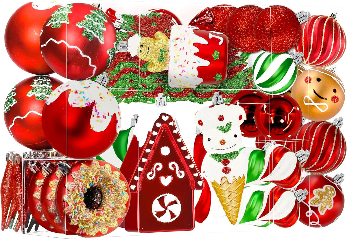 86pcs Christmas Tree Balls Ornaments, Shatterproof Plastic Decorative Baubles for Christmas Tree Decorations, Holiday