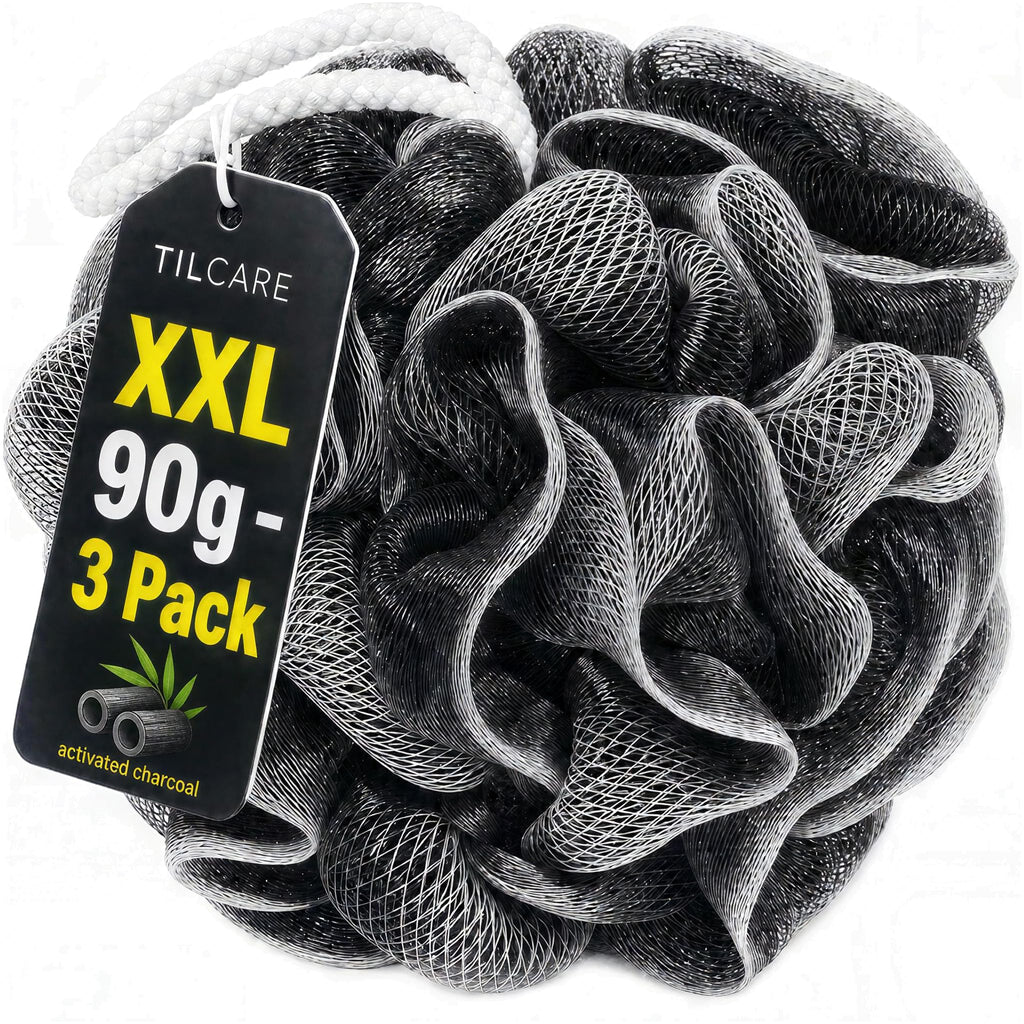 Exfoliating Loofah Body Scrubber for Shower: 3-Pack XXL 90g Loofah Sponge