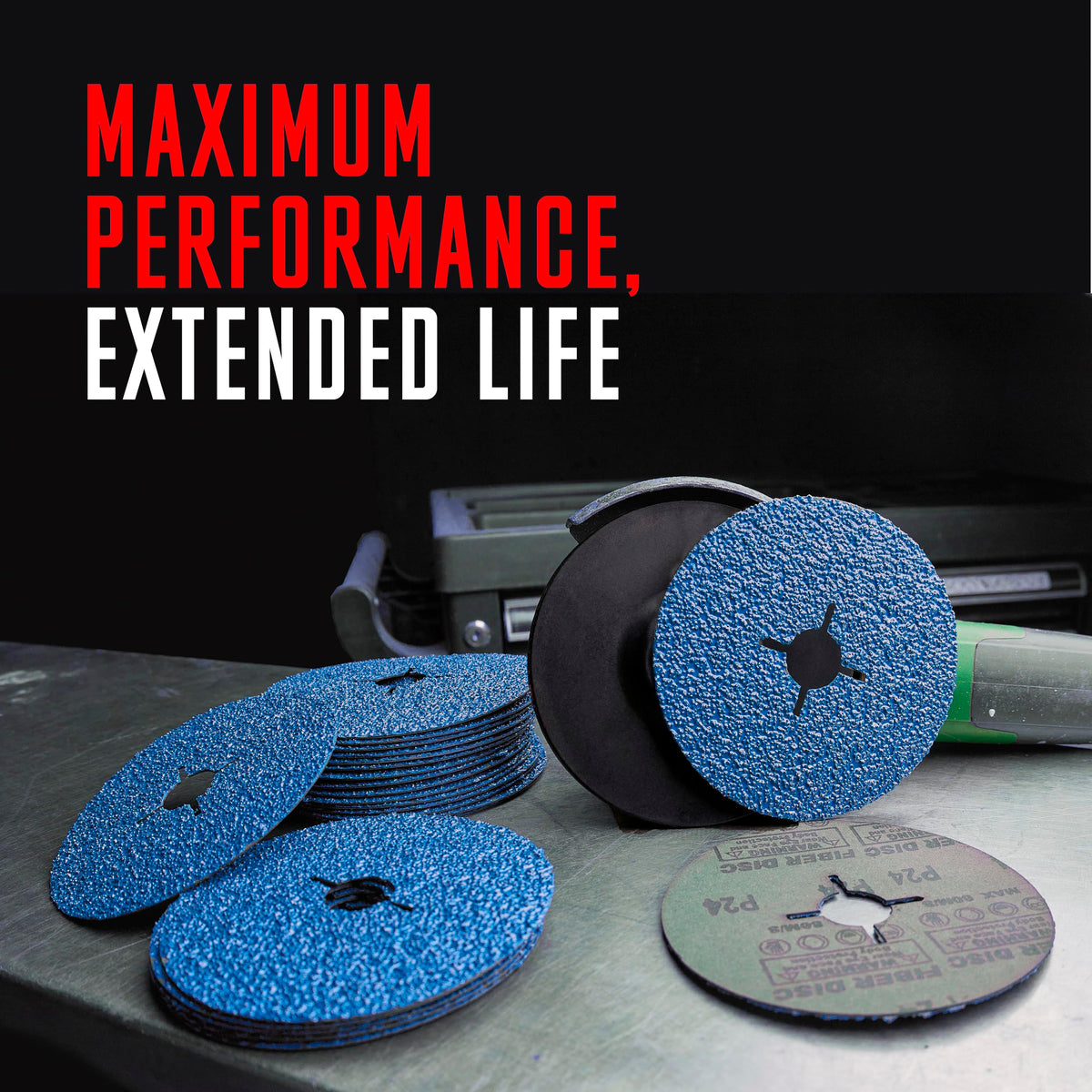 Zirconia Resin Fiber Sanding and Grinding Discs for Angle Grinder, 4-1/2” x 7/8”, 36 Grit, 25-Pack + Backing Pad + Lock Nut