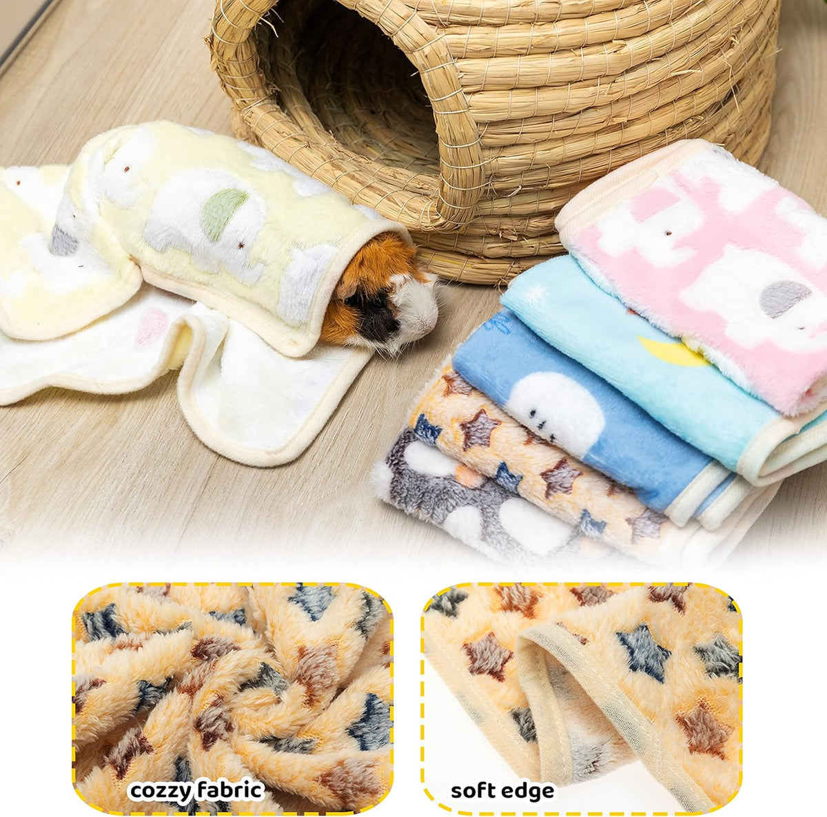 Guinea Pig Bedding Mat 6 Pack, Soft Fleece Small Pet Blankets