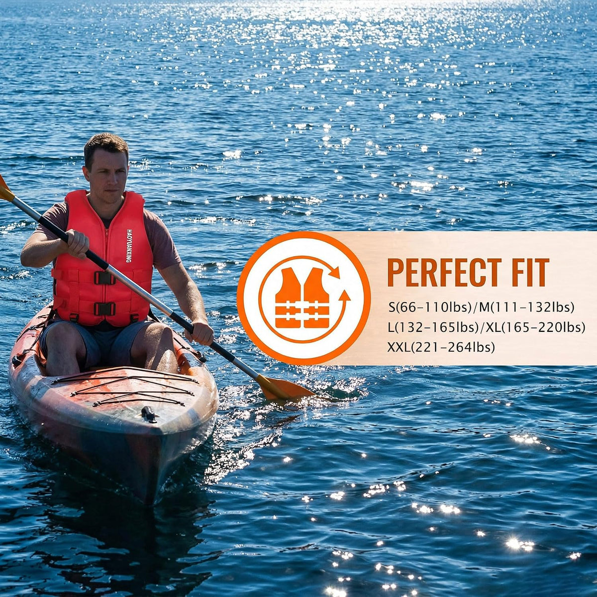 Lifejacekts for Adults, Adult Kayak Vest High Buoyancy Swim Vest Women's Men's Adjustable Straps Safety Jacket Great