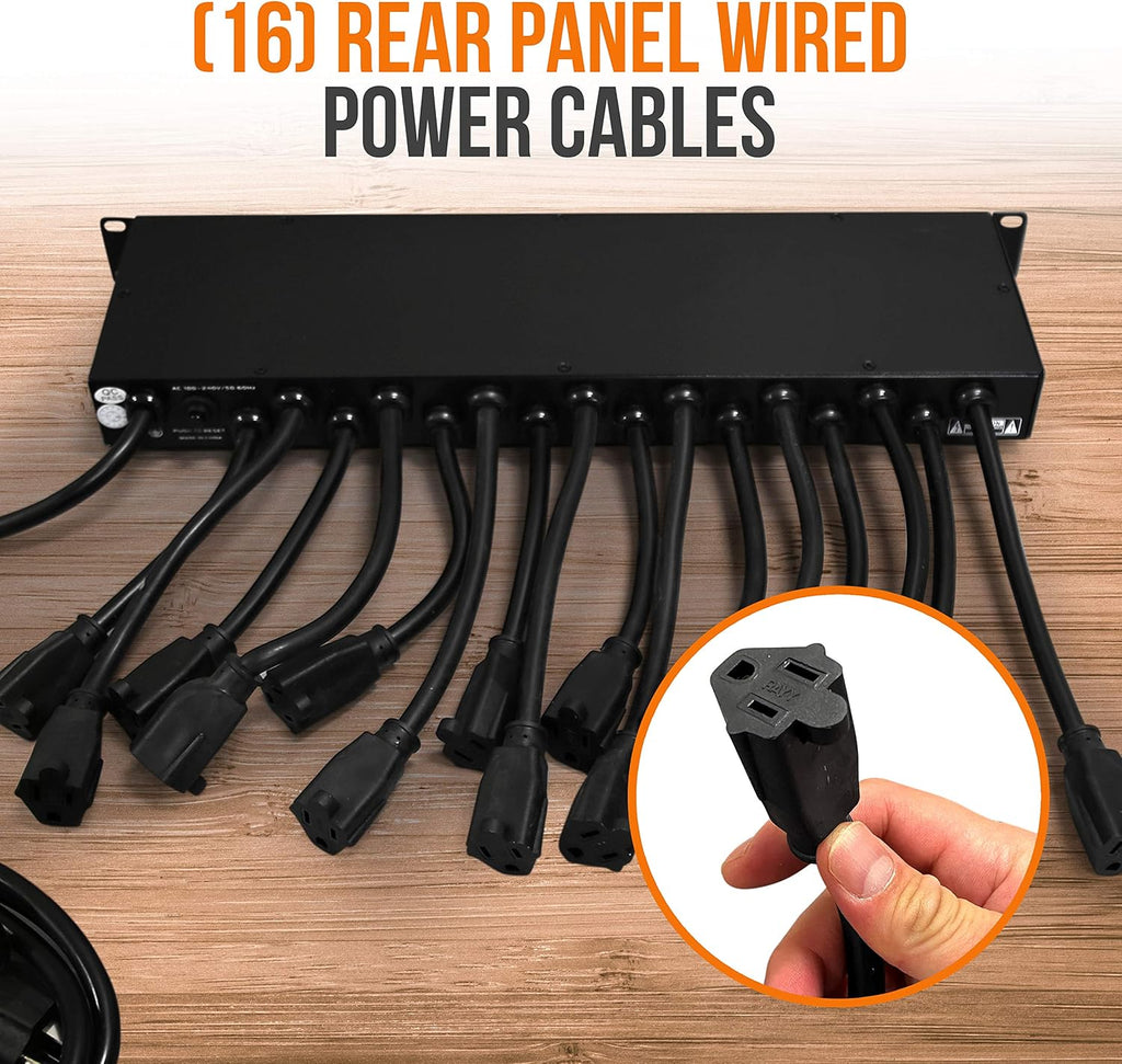 19 Outlet 1U 19" Rackmount PDU Power Distribution Supply Center Conditioner Strip Unit Surge Protector 15 Amp Circuit