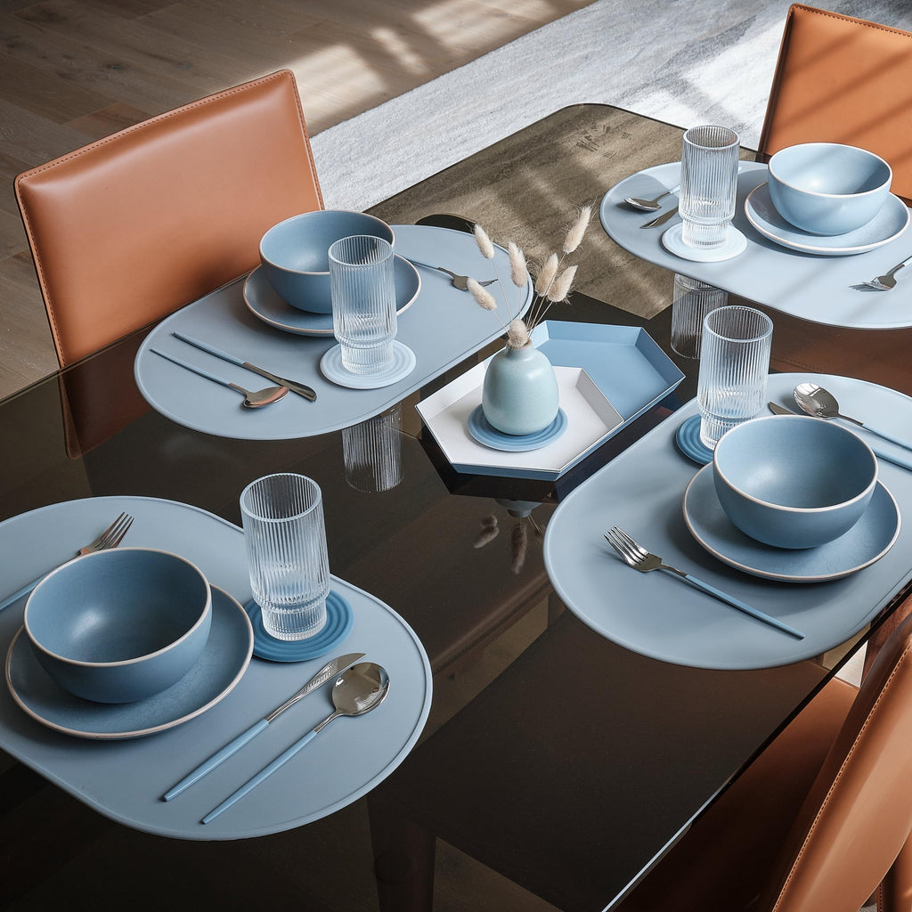 Waterproof, Stain-Resistant, Heat-Safe Silicone Degrē Placemats (20.5x13, Set of 2 Terracotta) 3mm-High Rim Adults