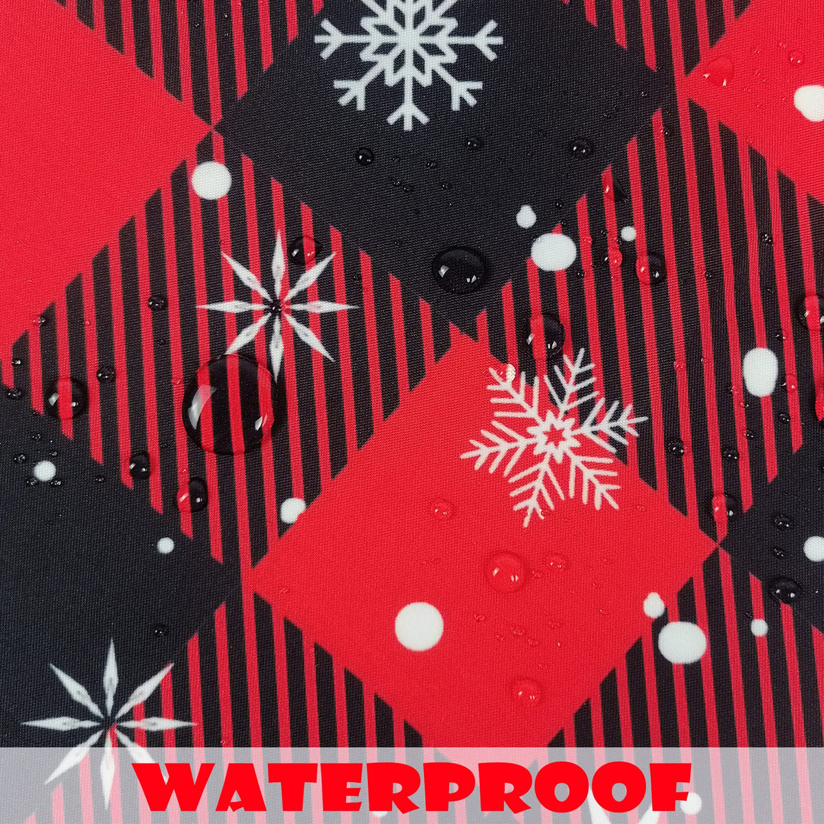 Christmas Snowflake Tablecloth 60 Inch Round, Red Black Buffalo Plaid Cover