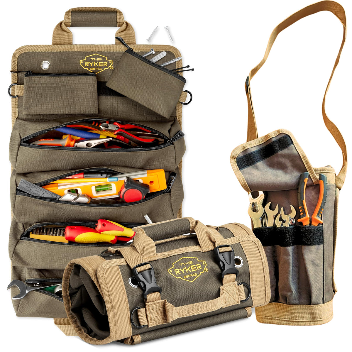 Ryker Heavy Duty Tool Roll Up Bag Organizer w/Accessible Pouches