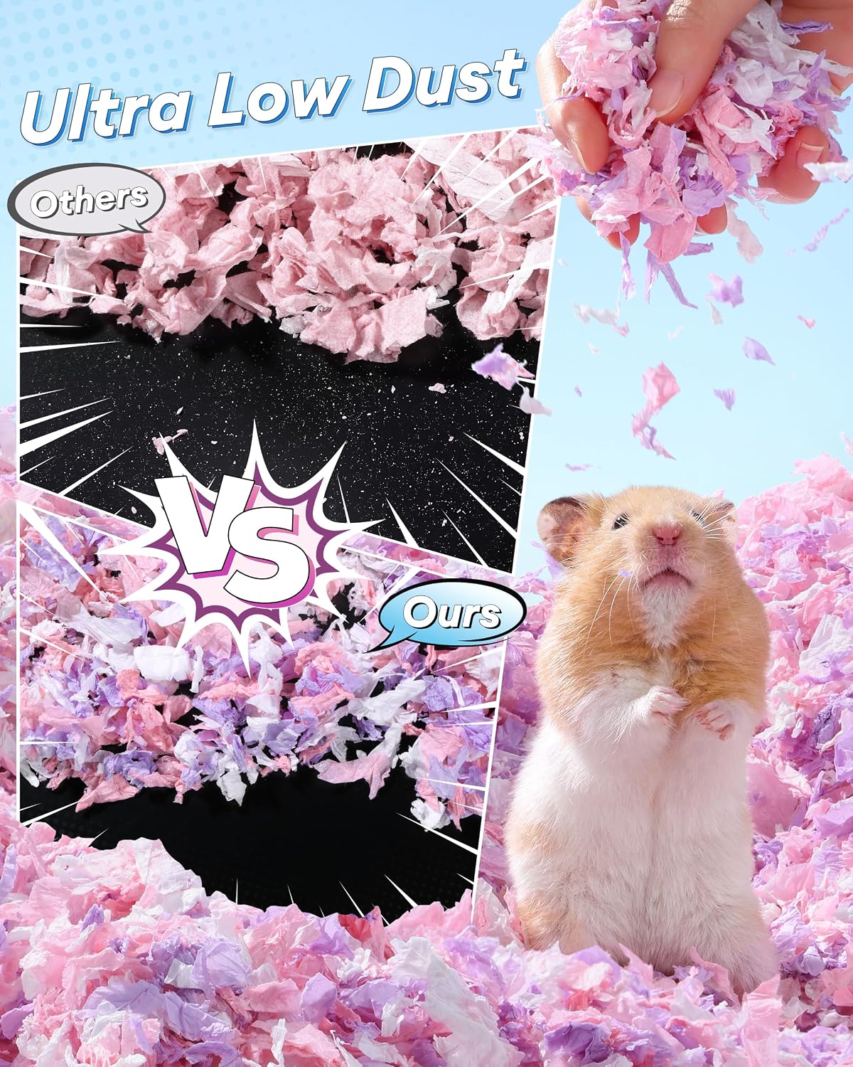 Hamster Paper Bedding 12L Odor Control 99% Dust-Free(Blue)